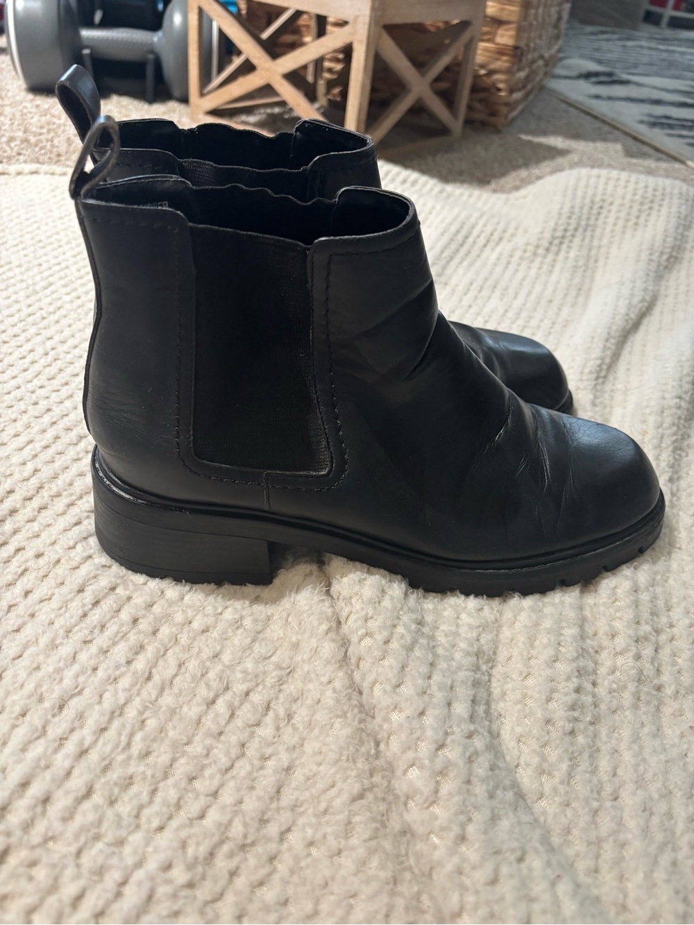 Classic Black Ankle Boots Men Size 9.5 Genuine Leather Vintage Y2K